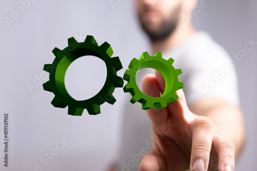 Set of green gears and cogs...