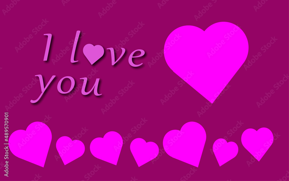 Heart with text love you on Valentine's Day, wedding, Dating and romantic events.