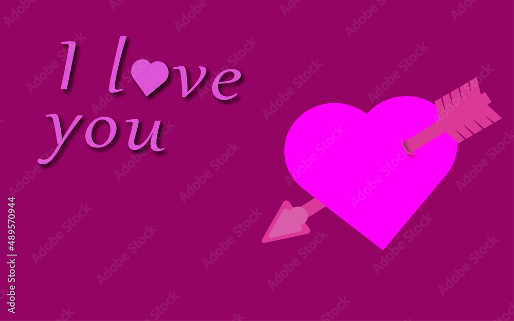 Heart with text love you on Valentine's Day, wedding, Dating and romantic events.