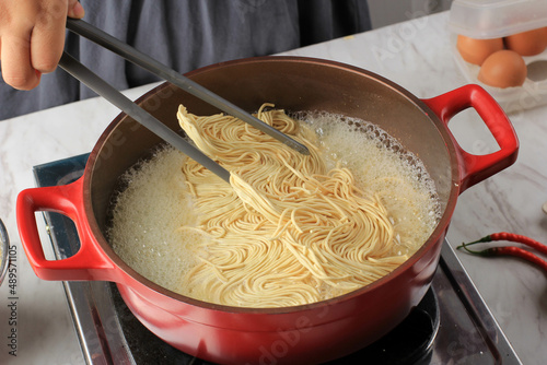 In the Making of Asian Japanese Noodle, Boiling Dry Noodle