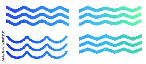 Wave icon emblems of various shapes. wave pattern