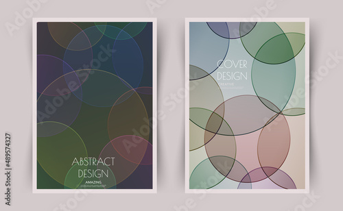 Abstract trendy background with colorful glass circle shapes. Vector.