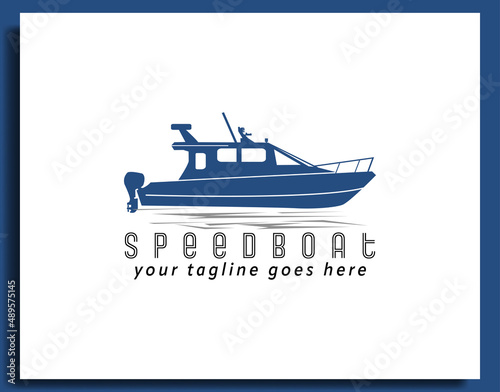 speedboat logo boat fishing club illustration design vector