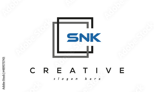 SNK creative square frame three letters logo photo