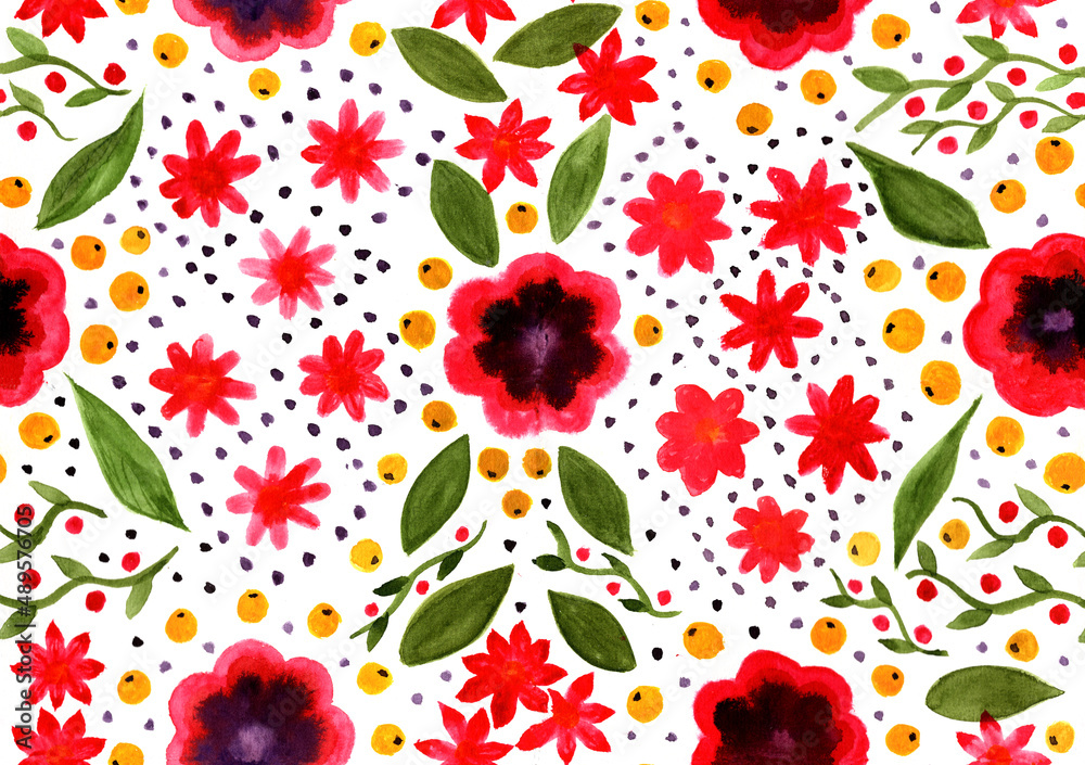 Floral seamless pattern with summer flowers background bouquet with abstract flowers suitable for textile