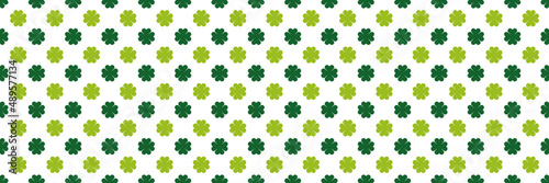 dark and light green clovers, st. patrick's day or spring wide vector seamless pattern