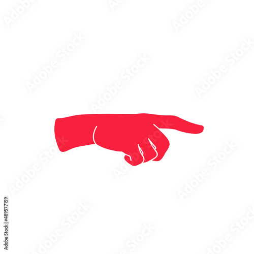 A hand pointing a finger in a direction sign. EPS-10. Vector illustration.