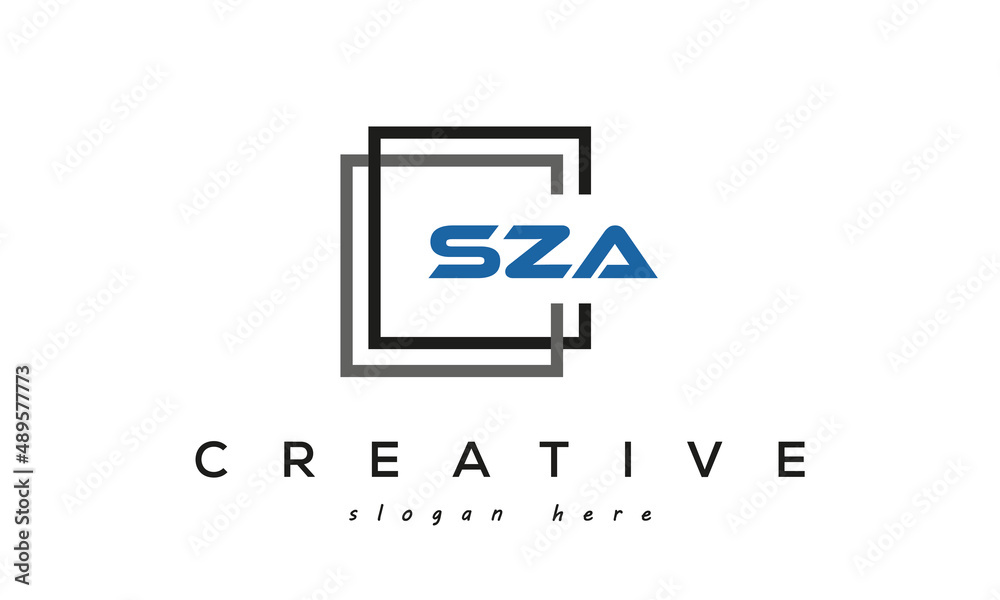 SZA creative square frame three letters logo - obrazy, fototapety, plakaty 