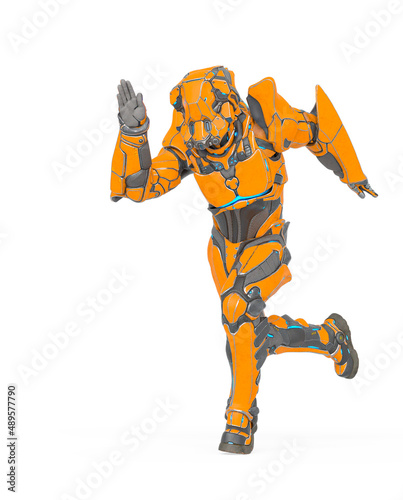 man in an armored nano tech suit is running fast © DM7