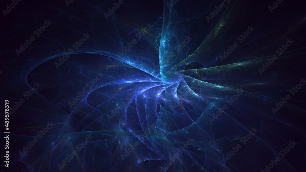 3D rendering abstract blue fractal light background