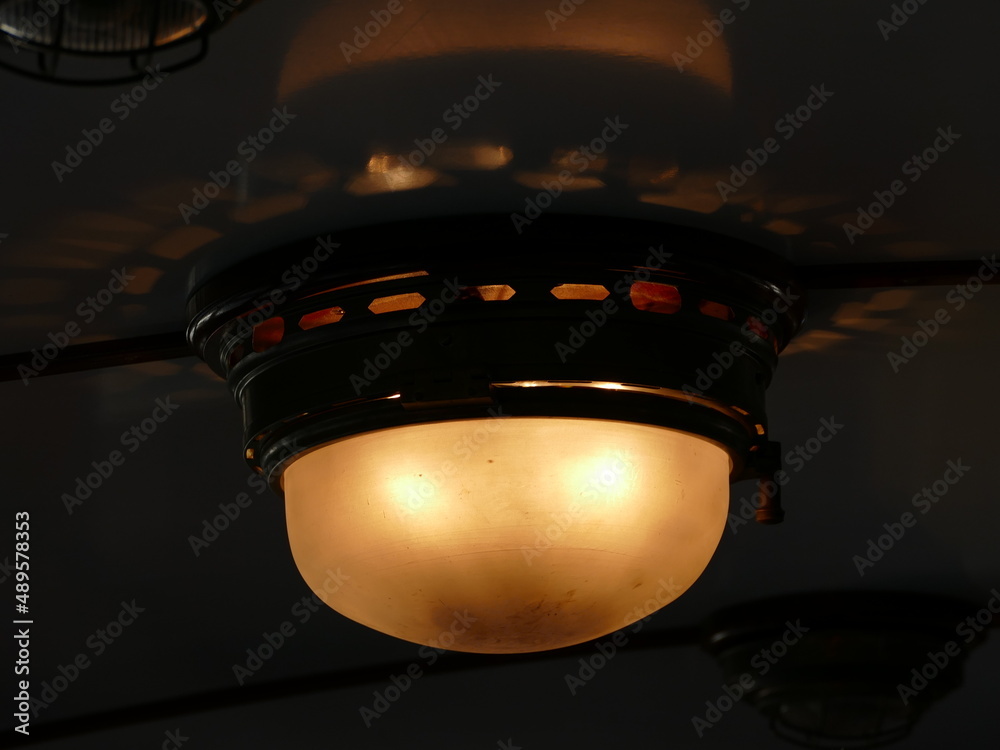 Ceiling lamp in a wagon of the historic 