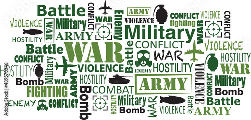 War army related word cloud keyword tag design