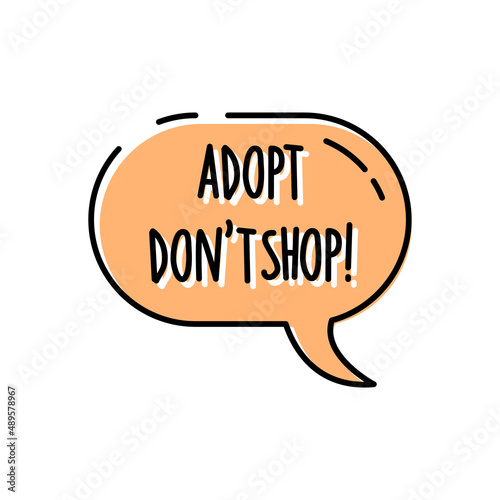 Pet shelter line icon, adopt don't shop speech bubble, vector illustration