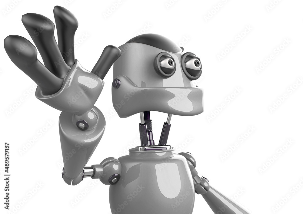 nice robot saying hello close up view nice robot saying hello close up view