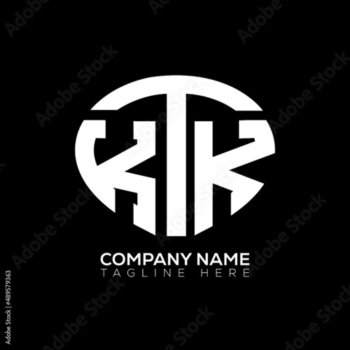 KTK logo monogram isolated on circle element design template, KTK letter logo design on black background. KTK creative initials letter logo concept.  KTK letter design. photo