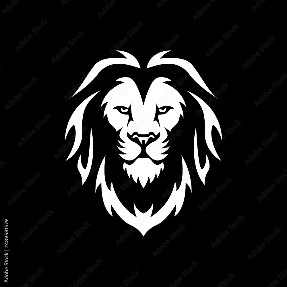 lion head black and white