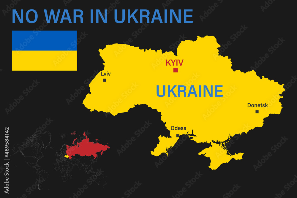 Obraz premium No war in Ukraine Slogan illustration Russia attack Ukraine