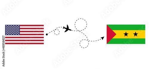 Flight and travel from USA to Sao Tome and Principe by passenger airplane Travel concept
