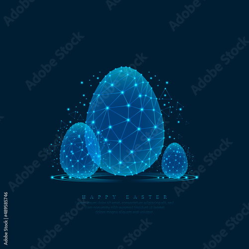 Happy Easter. Easter eggs form lines and triangles style design background.