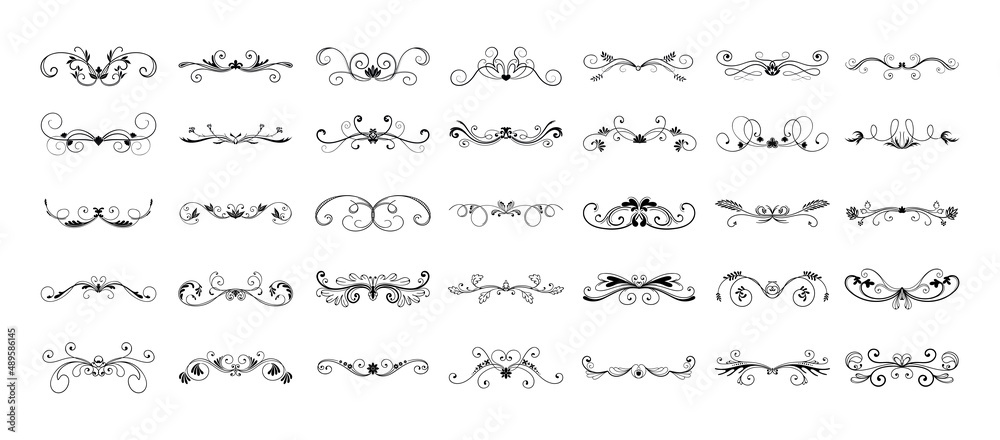 A collection of elegant hand-drawn calligraphic vignettes. Abstract patterns for decorating covers, books, postcards.