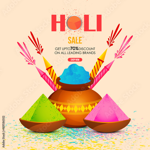 Colorful holi greeting festival of colors.