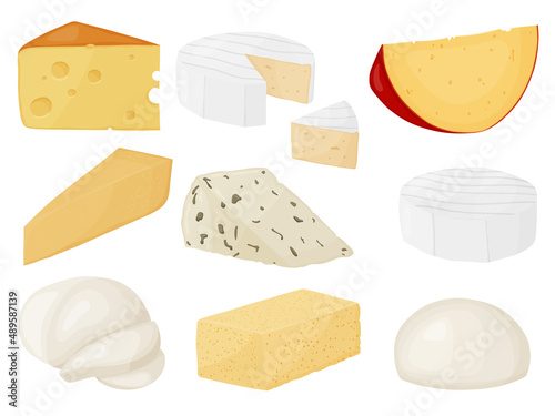 Soft cheese block set. Farm market product for label, poster, icon, packaging.