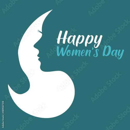 Happy Women's Day girl Silhouette Blue
