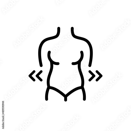 Fat woman waist outline icon