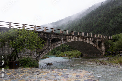 bridge over natural water spring in jade water village