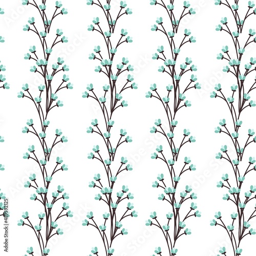 Modern spring seamless pattern with flower silhouettes, botanical shapes. Vector illustration drawn hands. Design for fashion, textiles, fabrics, covers, webs, wallpapers, banners, posters, packaging