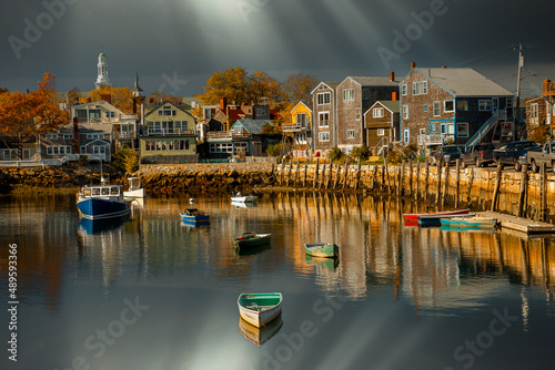 Fishing boat harbor at Rockport, MA.  Rockport is a town in Essex County, Massachusetts, United States photo