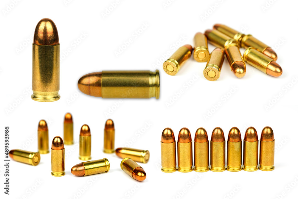 gold bullets isolated on white background. gold bullets isolated on white background.