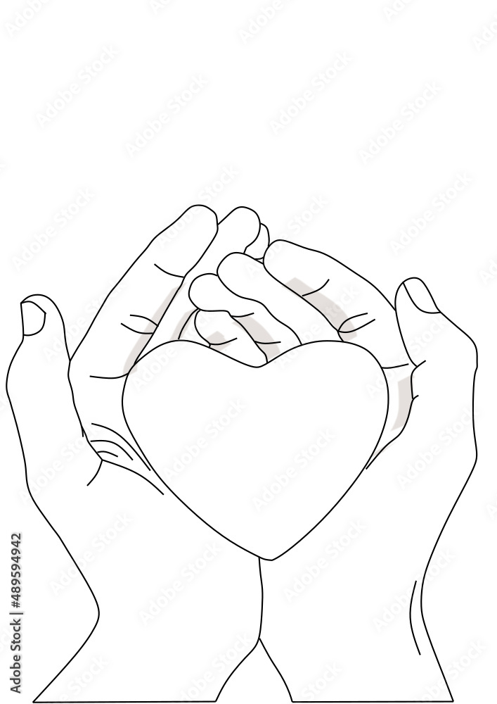 heart in hands serce na dłoni szkic drawing - obrazy, fototapety, plakaty 
