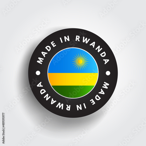 Made in Rwanda text emblem badge, concept background photo