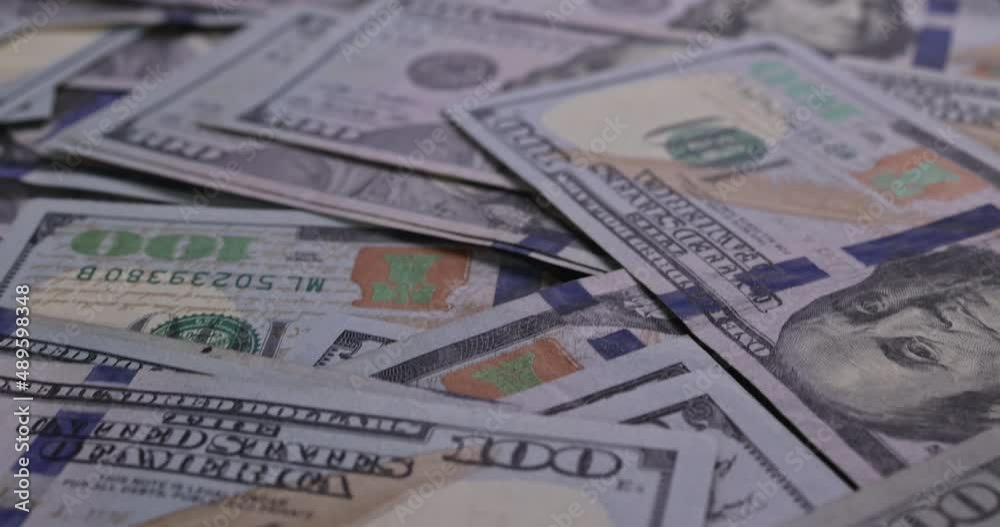 Close up view of one hundred dollar banknote the American cash Close up view of one hundred dollar banknote the American cash