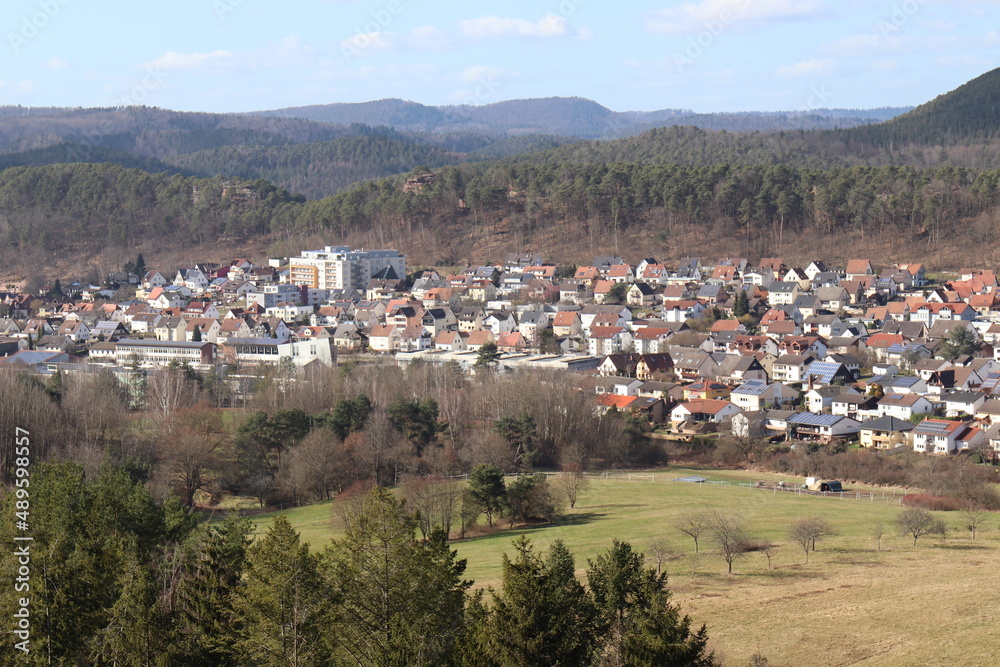 Blick auf Dahn in der Südpfalz.