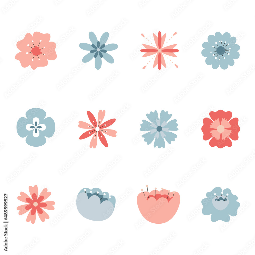 A set of flower bud shapes. Blooming, blossom flowers. Abstract botanical elements. Modern modern fashion vector illustration. Isolated on a white background. A set of flower bud shapes. Blooming, blossom flowers. Abstract botanical elements. Modern modern fashion vector illustration. Isolated on a white background.