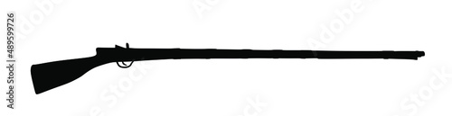 Fotografie, Obraz Old flintlock rifle vector silhouette illustration isolated on white background