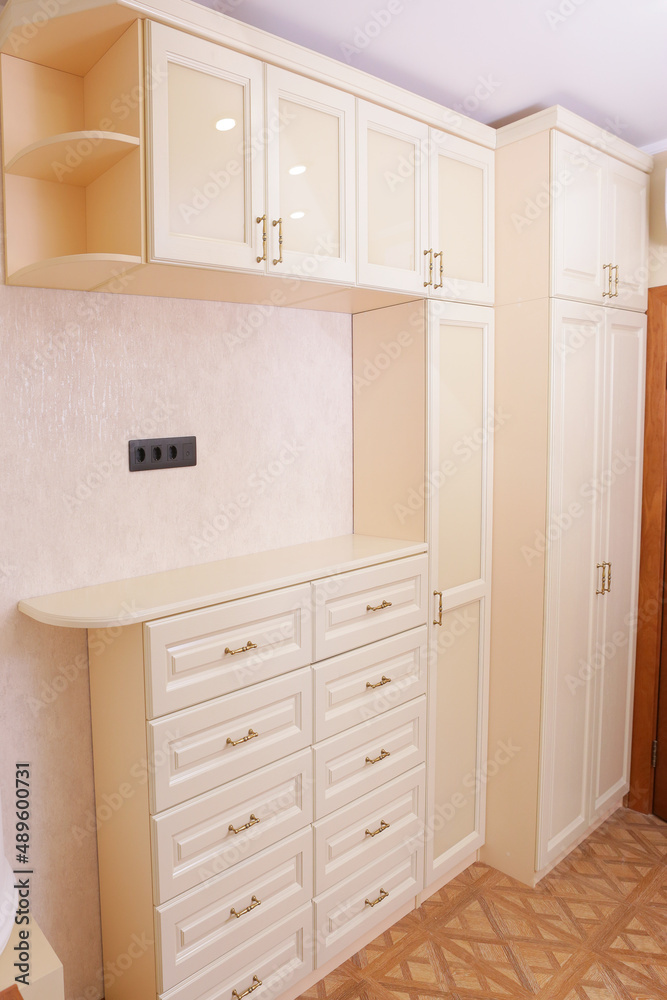 white brand new furniture - sideboard with closeup photo white brand new furniture - sideboard with closeup photo
