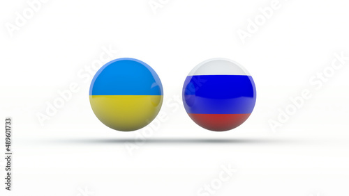 Free Download 3d rendering of two spheres with flags of Ukraine and Russia. The idea of an armed and political confrontation between the two countries - GFXLoad