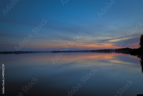 colorful sunset on the lake