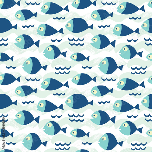 Seamless pattern with fishes.