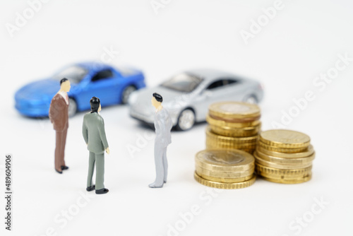 Car business, car sales, deal. Close-up of a dealer selling cars.