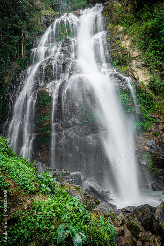 Amazing waterfall in green forest The terrestrial Halaza Waterfall is in Bang Lang National Park Tham Thalu   Bannang Sata   Yala Thailand