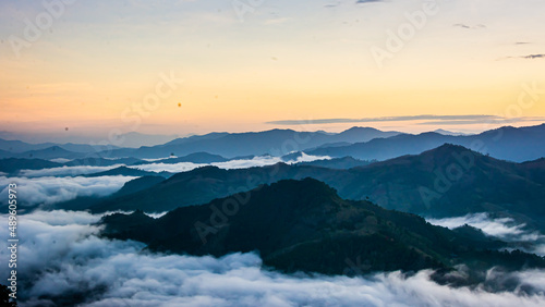 Betong, Yala, Thailand 2020: Talay Mok Aiyoeweng skywalk fog viewpoint there are tourist visited sea of mist in the morning