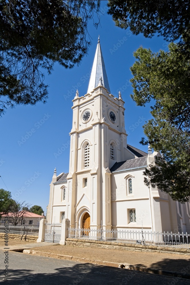 White NG Church building with clock tower at Bethulie, Free State,South Africa