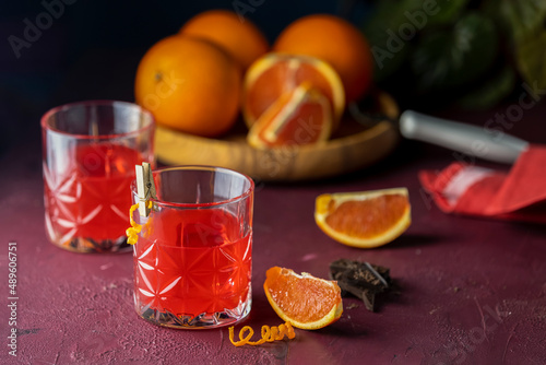 Принти на полотні Two glasses of chocolate red orange negroni, an italian cocktail, an aperitif, f
