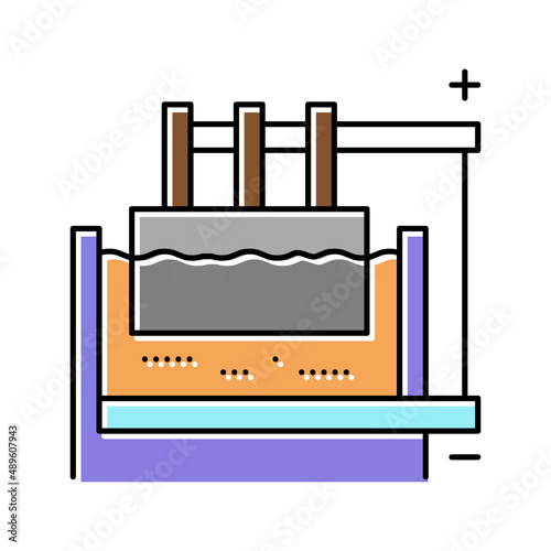 electrolysis aluminium production color icon vector illustration