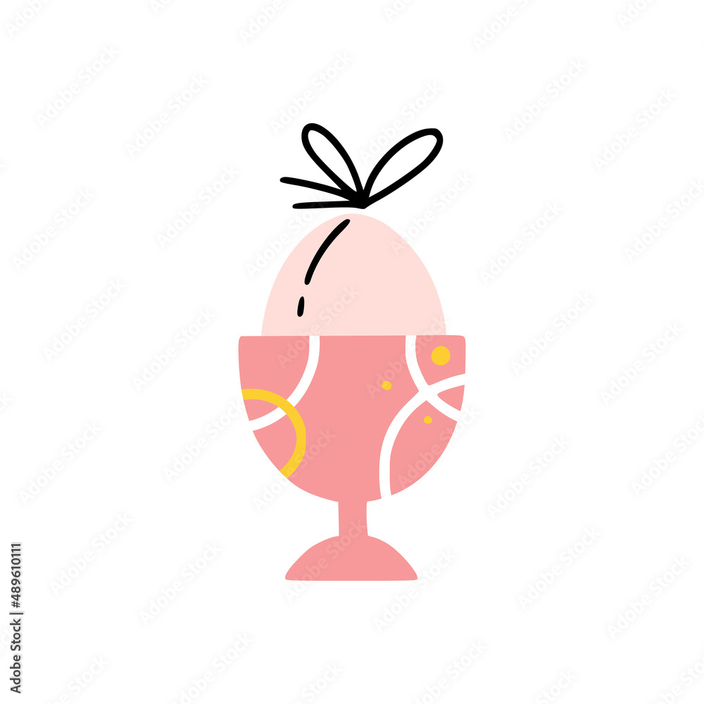 Easter egg in modern eggcup with ornament. Good for greeting cards, banners, invitations, flyers. Easter egg in modern eggcup with ornament. Good for greeting cards, banners, invitations, flyers.