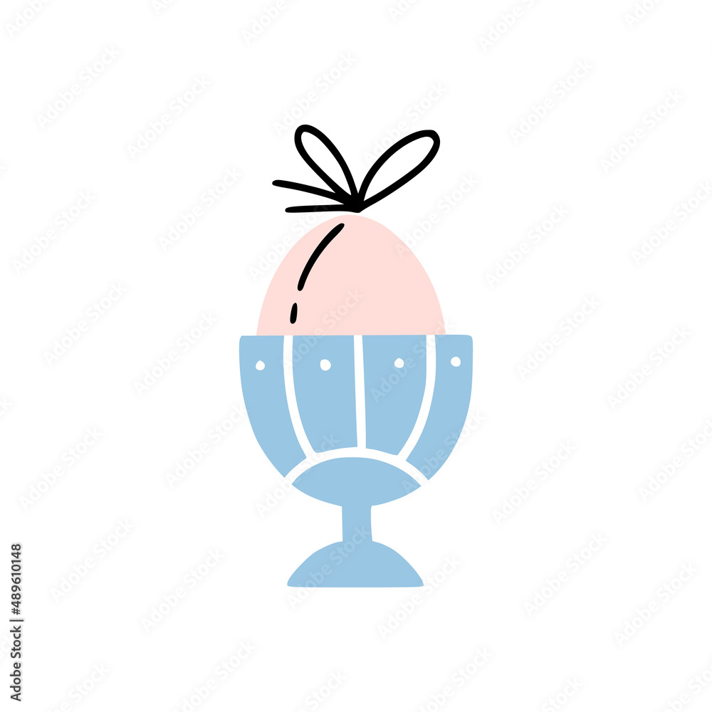 Easter egg in modern eggcup with ornament. Good for greeting cards, banners, invitations, flyers.